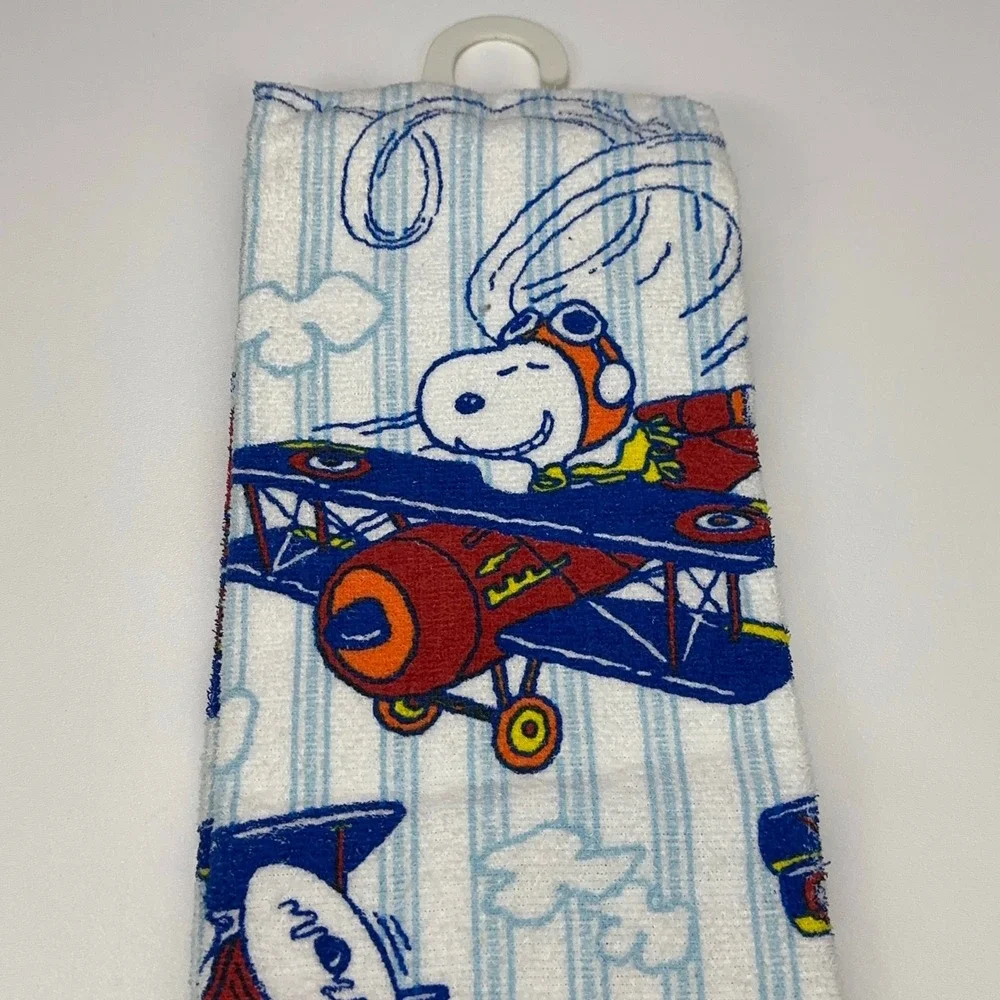 Peanuts Snoopy Charlie Brown 2pc Bath Towel Washcloth Set JCPenney White Aviator